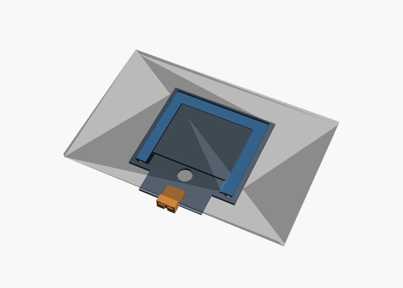 Render of the assembled mount with a translucent tablet